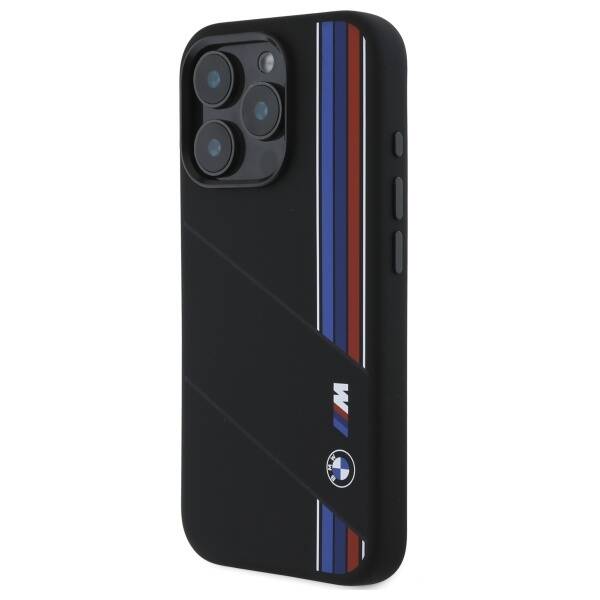 BMW BMHMP16X23SCUK iPhone 16 Pro Max      6.9" czarny/black hardcase Silicone Cut Tricolor Lines MagSafe