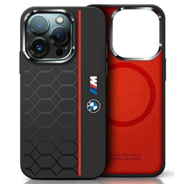 BMW BMHMP16X23SHER iPhone 16 Pro Max      6.9" czarny/black hardcase Silicone Hexagon Red Line MagSafe