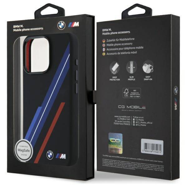 BMW BMHMP16X23SSPK iPhone 16 Pro Max      6.9" czarny/black hardcase Silicone Random Lines MagSafe