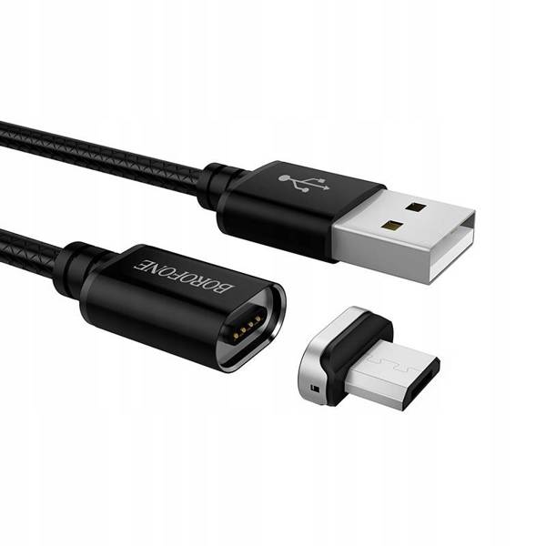 BOROPHONE USB CABLE - BU1 3A MICRO USB MAGNETIC 1.2M BLACK