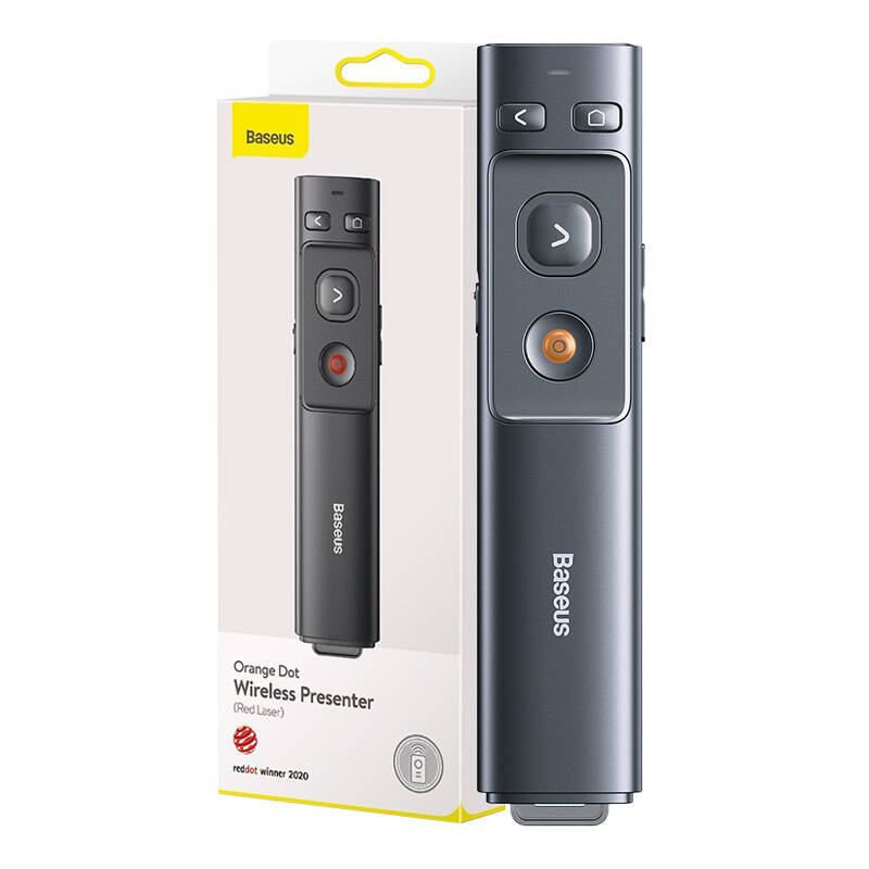 Baseus Orange Dot Multifunctionale remote control for presentation, with a laser pointer - gray