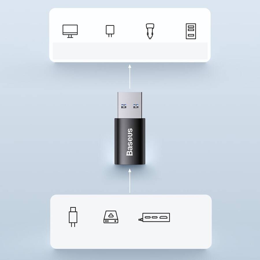 Baseus adapter Ingenuity USB-A 3.1 do USB-C czarny OTG