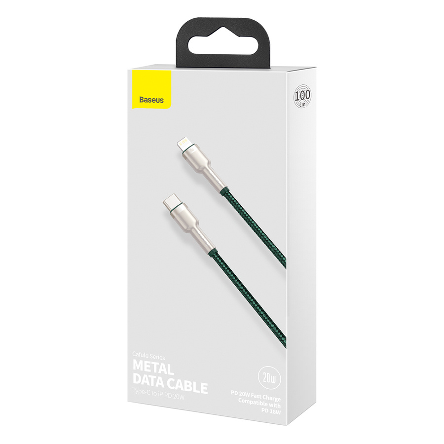 Baseus kabel Cafule Metal PD USB-C - Lightning 1,0 m zielony 20W