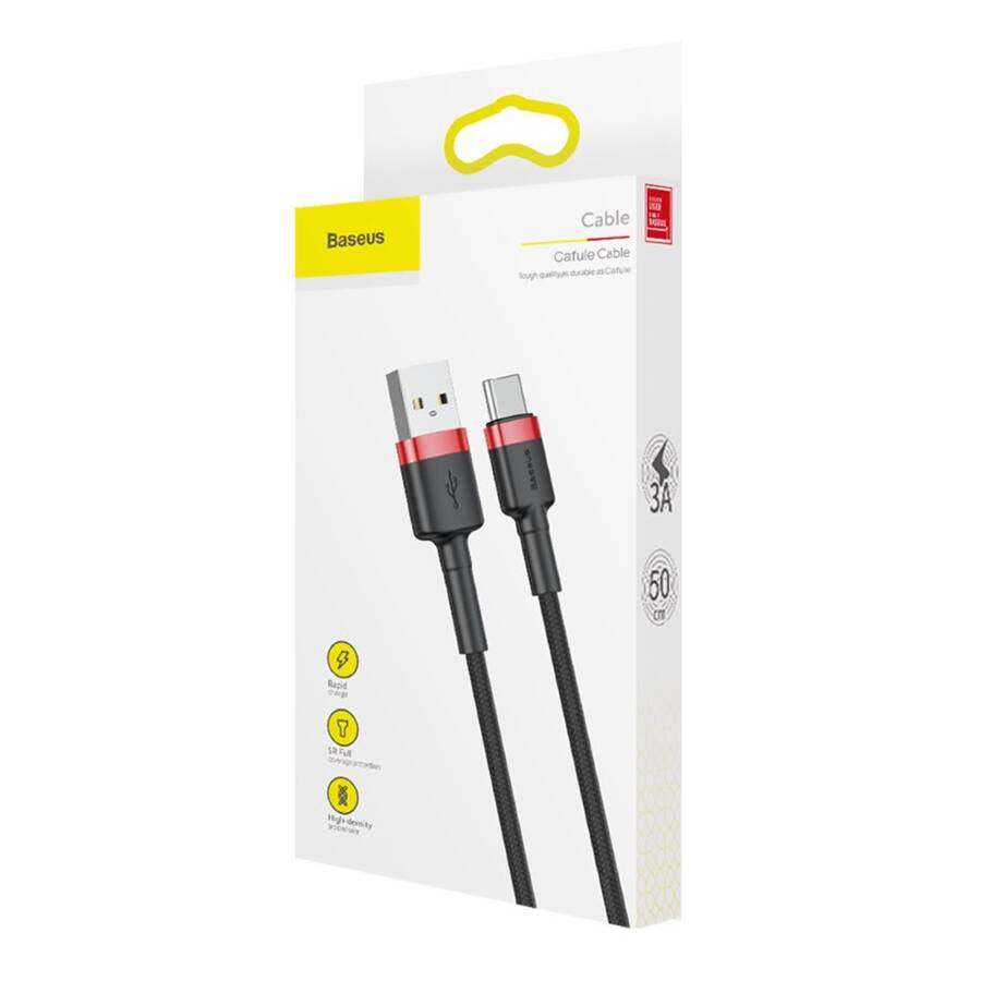 Baseus kabel Cafule USB - USB-C 1m 3A czerwono-czarny