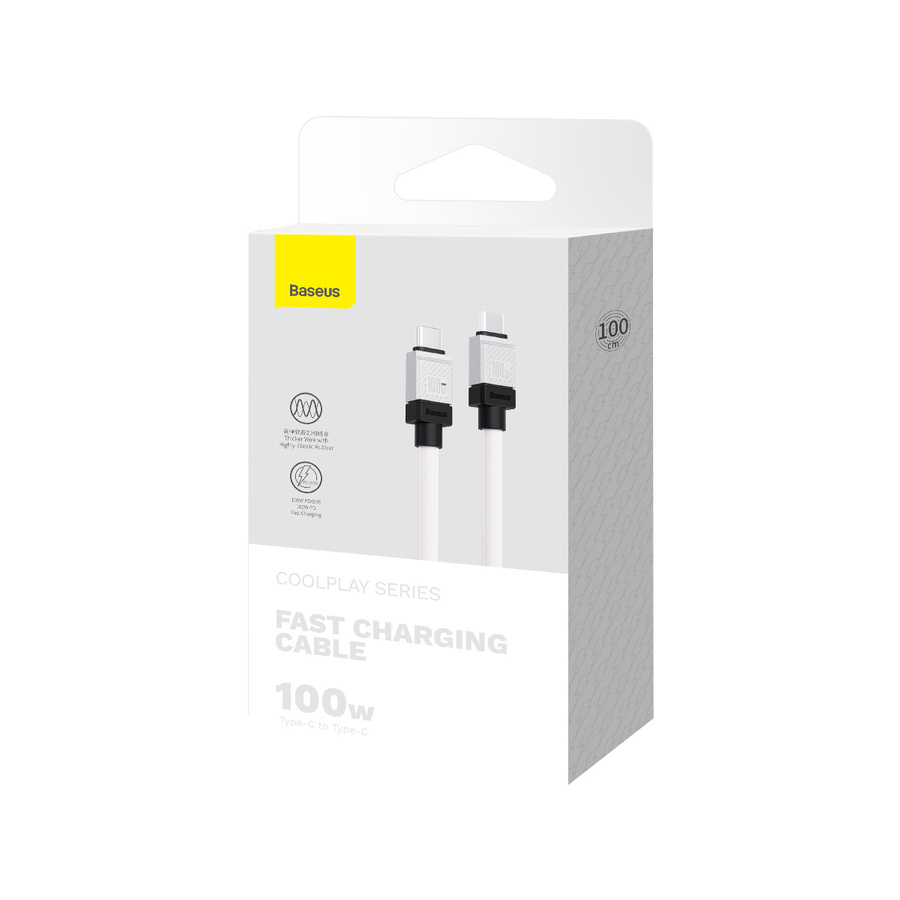 Baseus kabel CoolPlay USB-C - USB-C 1m 100W biały