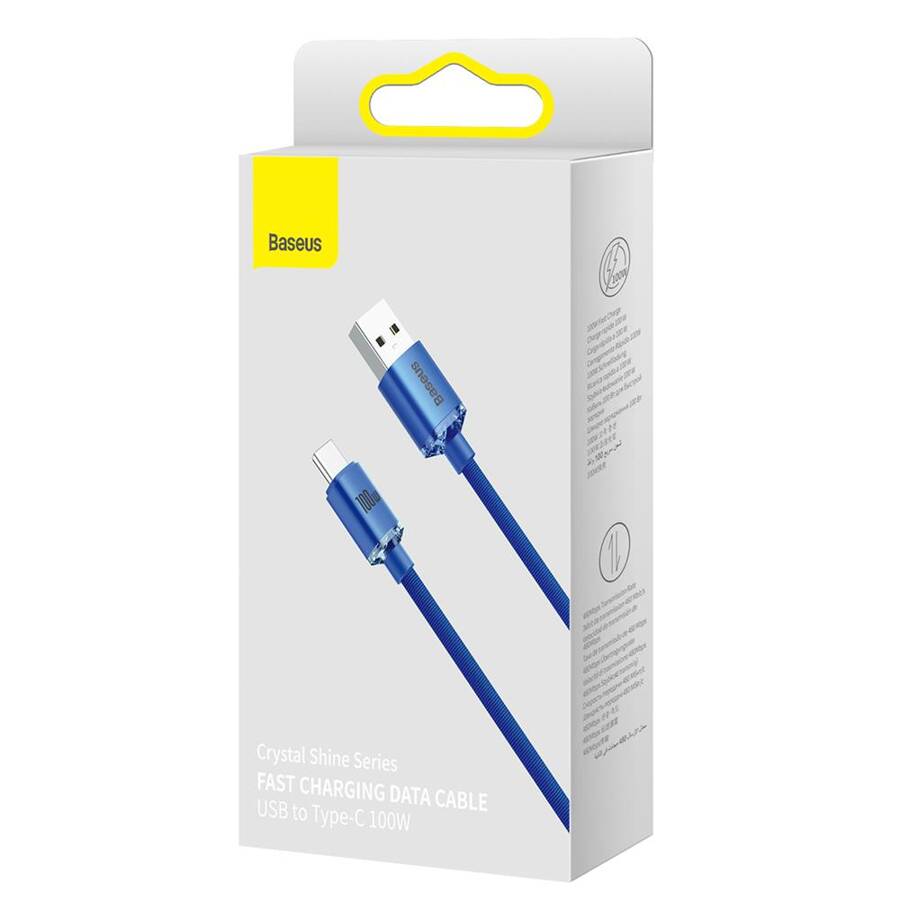 Baseus kabel Crystal Shine USB - USB-C 2,0 m 100W niebieski