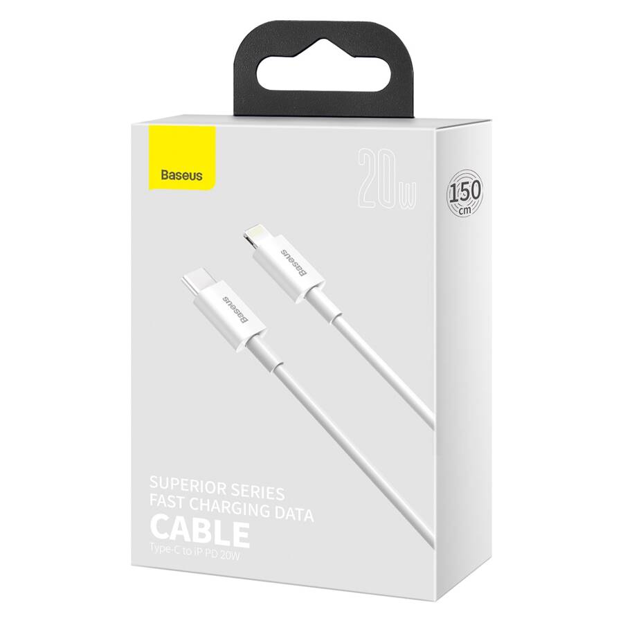 Baseus kabel Superior PD USB-C - Lightning 1,5 m biały 20W