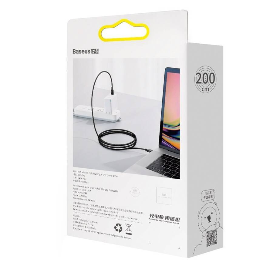 Baseus kabel Superior PD USB-C - USB-C 2,0m czarny 100W