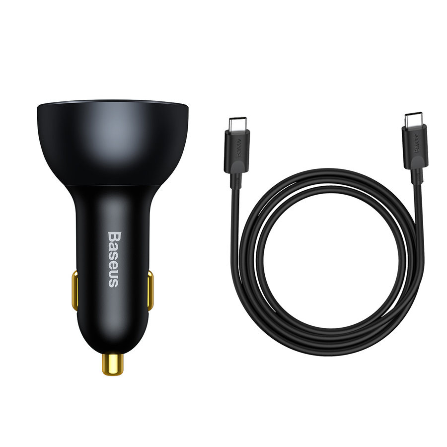 Baseus ładowarka samochodowa QC 5 PD 160W 1x USB 2x USB-C czarna + kabel USB-C - USB-C