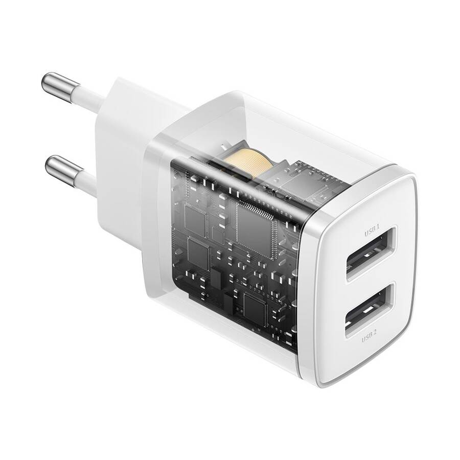 Baseus ładowarka sieciowa Compact 2 x USB biała 10,5W