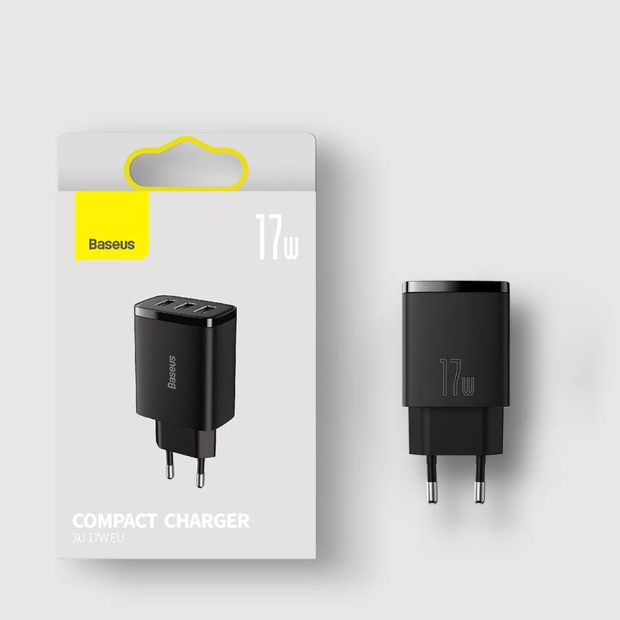 Baseus ładowarka sieciowa Compact 3 x USB biała 17W