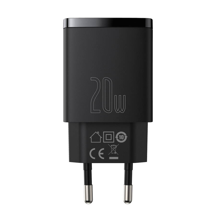 Baseus ładowarka sieciowa Compact PD 20W 1x USB-C 1x USB czarna