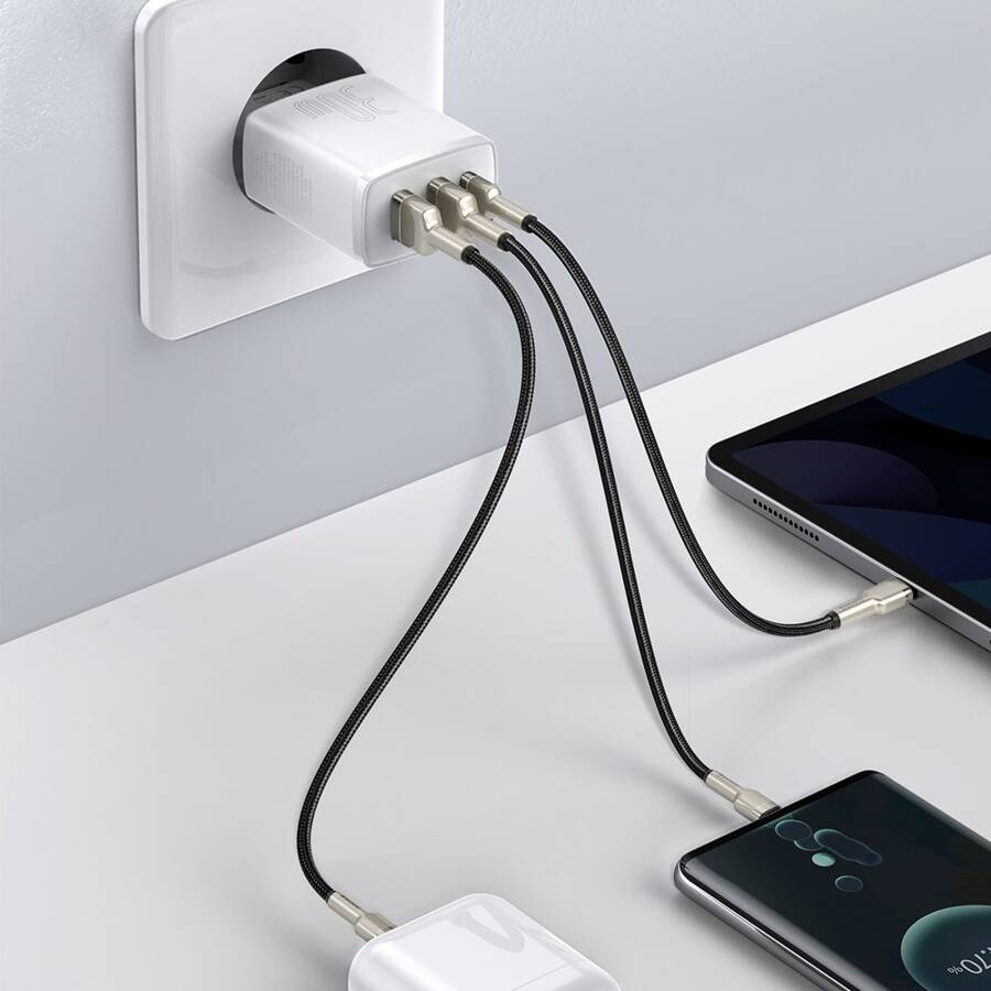 Baseus ładowarka sieciowa Compact PD 30W 1x USB-C 2x USB biała