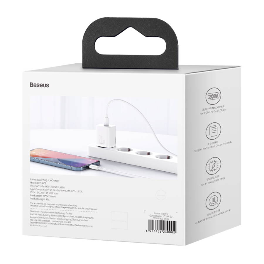 Baseus ładowarka sieciowa Super Si PD 20W 1x USB-C biała