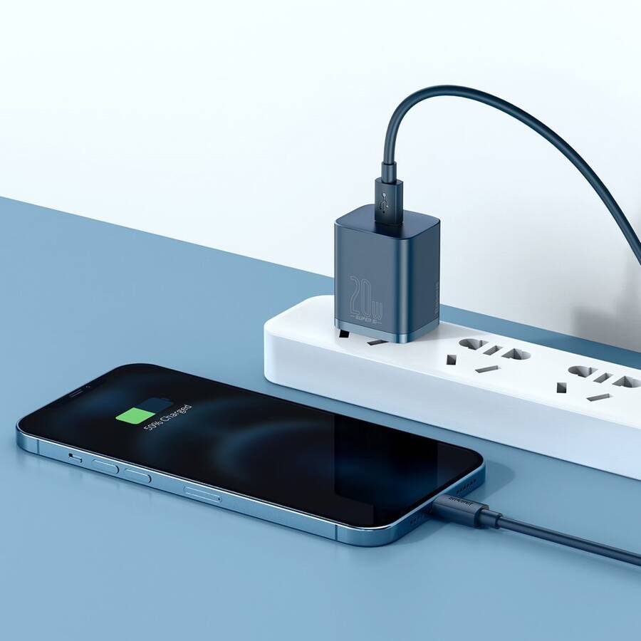 Baseus ładowarka sieciowa Super Si PD 20W 1x USB-C niebieska + kabel USB-C - Lightning