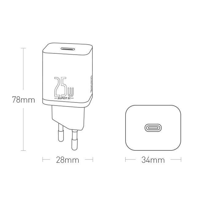 Baseus ładowarka sieciowa Super Si PD 25W 1x USB-C biała