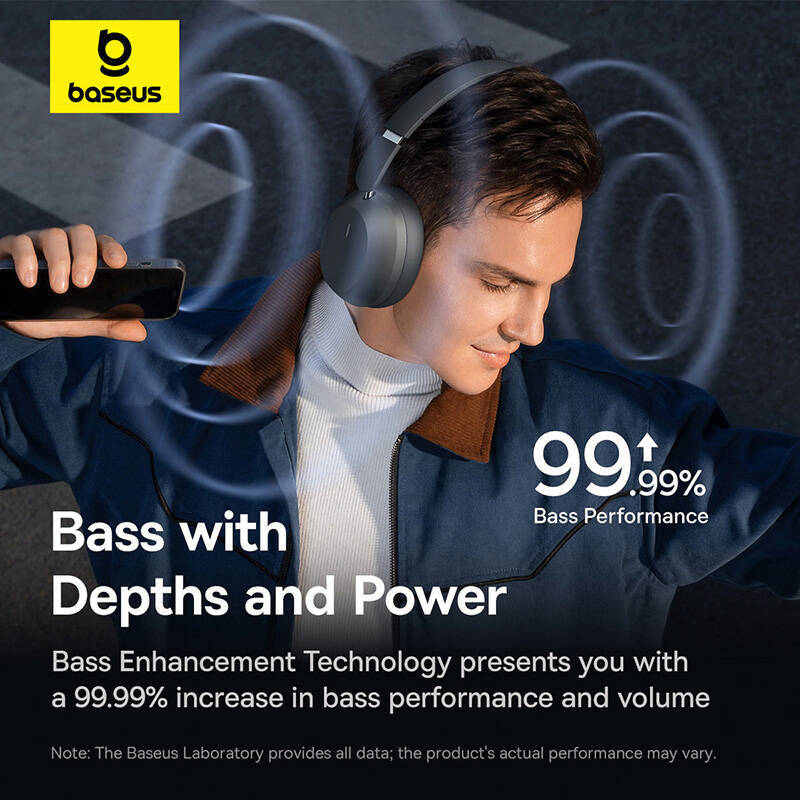 Baseus słuchawki bezprzewodowe Bass 35 Max Wireless Headphones szare