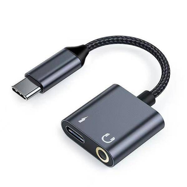 Beline Adapter rozdzielający USB-C na     USB-C/Jack 3,5mm 60W czarny/black DAC BLNAA01