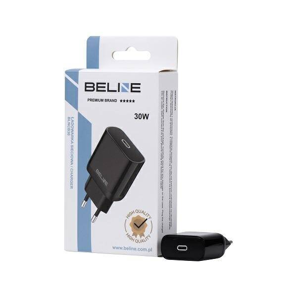 Beline Ład. siec. 1x USB-C 30W czarna /black (only head) PD 3.0  BLNCB30 GaN