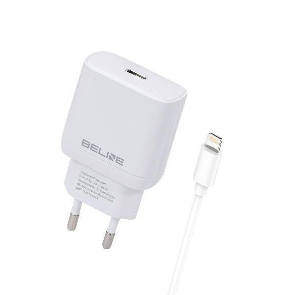 Beline Ład. siec. 1x USB-C 30W + kabel lightning biała /white PD 3.0  BLNCW30L GaN