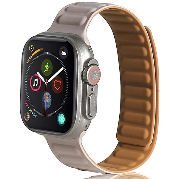 Beline pasek Apple Watch Magnetic 42/44/45/49mm grey/khaki