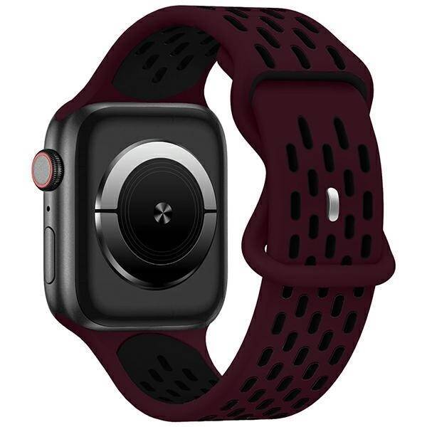 Beline pasek Apple Watch New Sport Silicone 42/44/45/49mm bordowo-czarny  wine red/black box