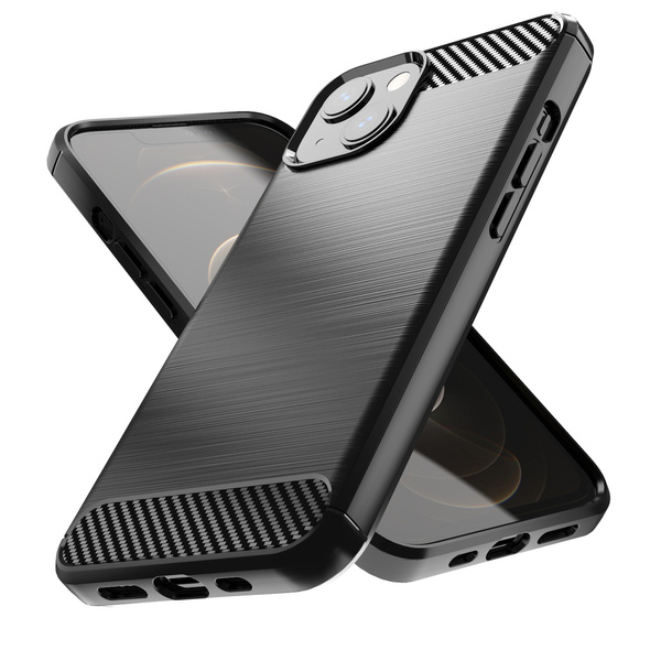 CARBON CASE FLEXIBLE COVER FOR IPHONE 13 BLACK