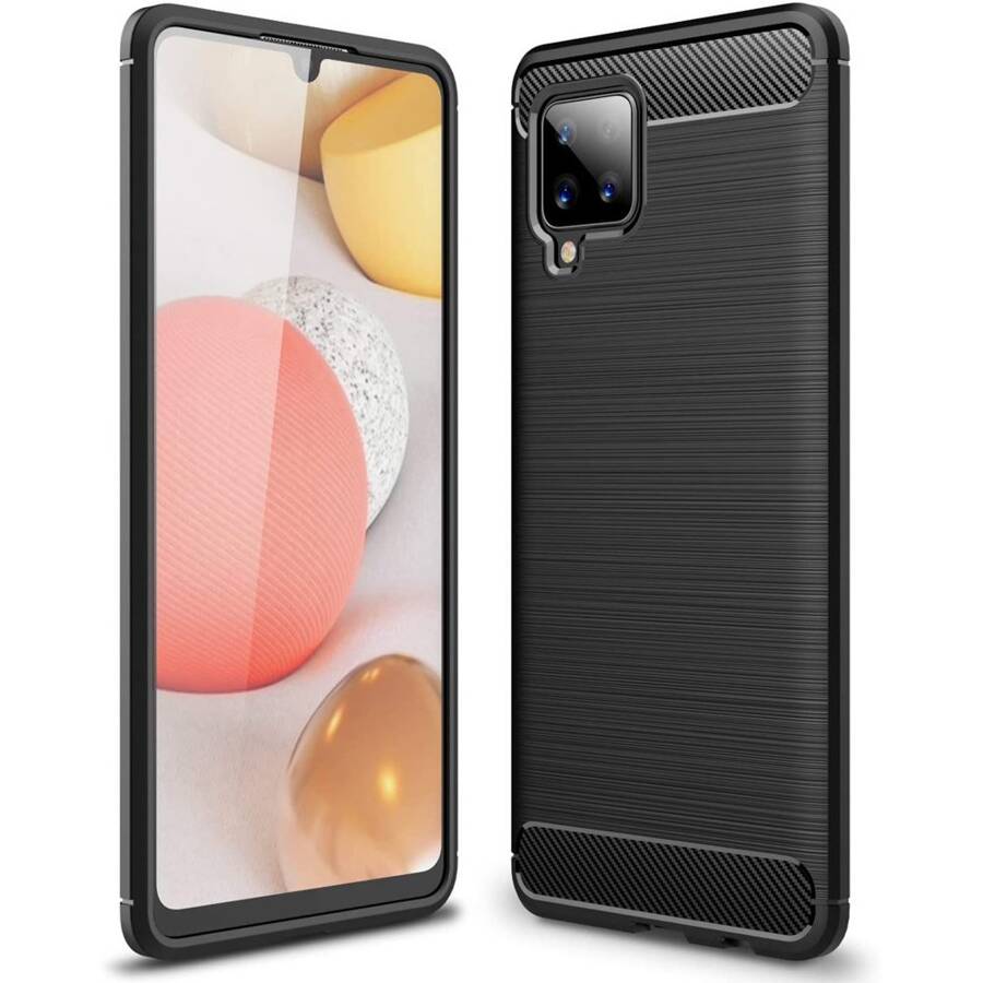 CARBON CASE FLEXIBLE COVER TPU CASE FOR SAMSUNG GALAXY A42 5G BLACK