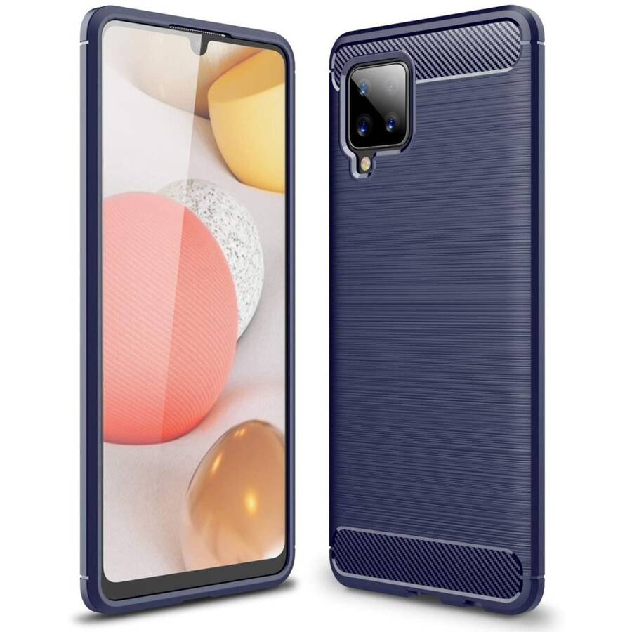 CARBON CASE FLEXIBLE COVER TPU CASE FOR SAMSUNG GALAXY A42 5G BLUE