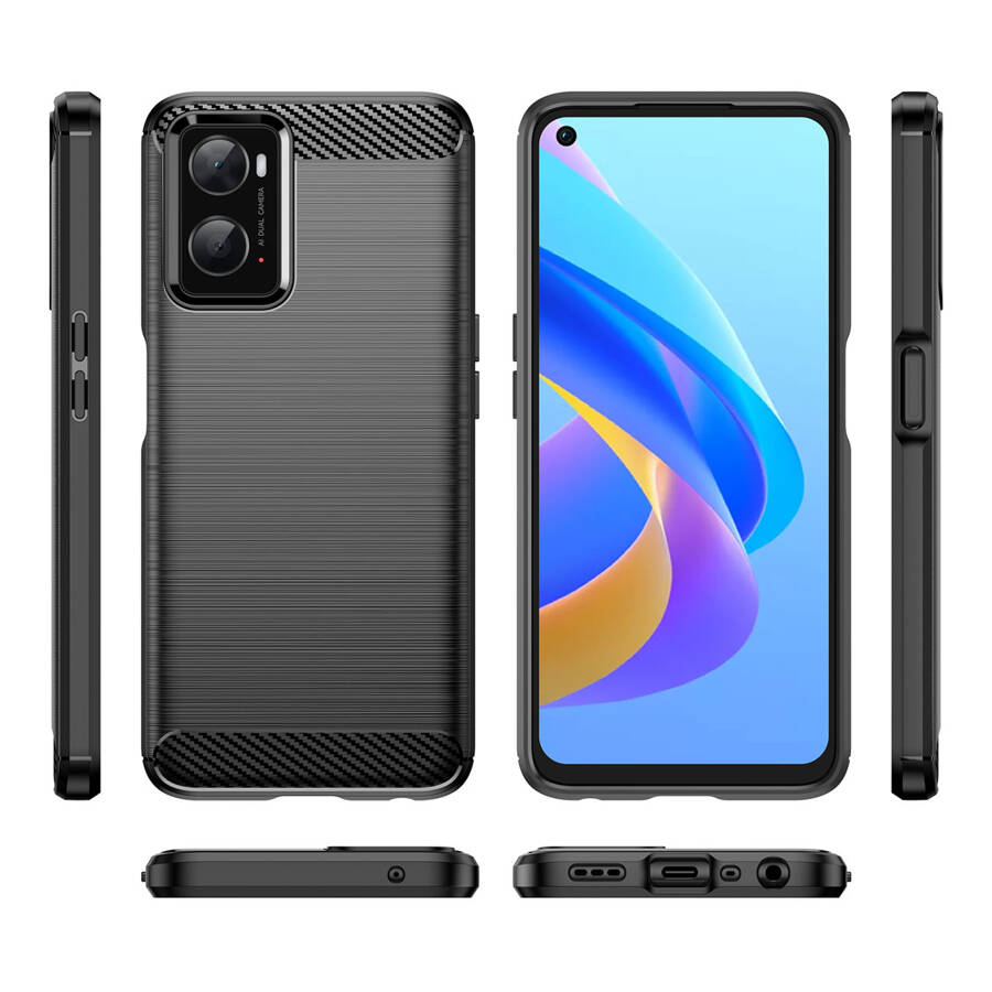 CARBON CASE FLEXIBLE TPU COVER FOR OPPO A76 / OPPO A36 / REALME 9I BLACK