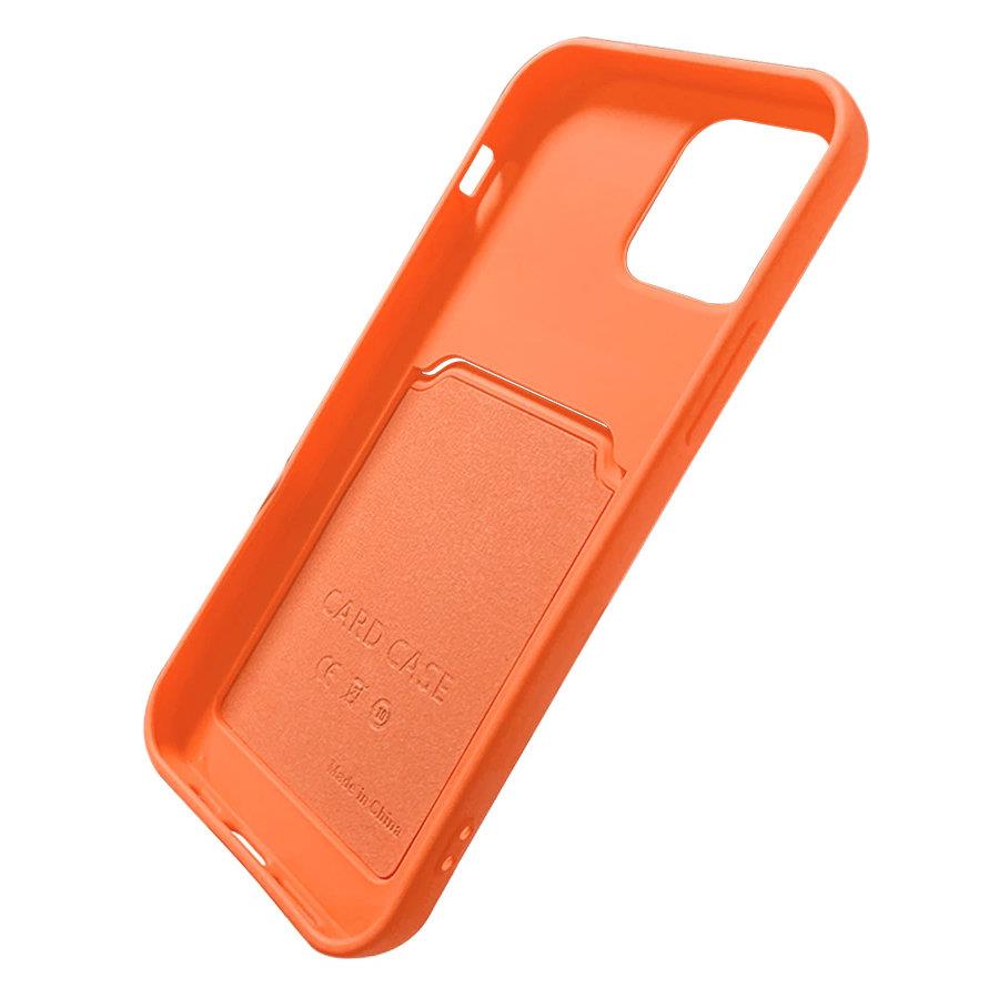 CARD CASE SILICONE WALLET CASE WITH CARD HOLDER DOCUMENTS FOR IPHONE 13 PRO ORANGE