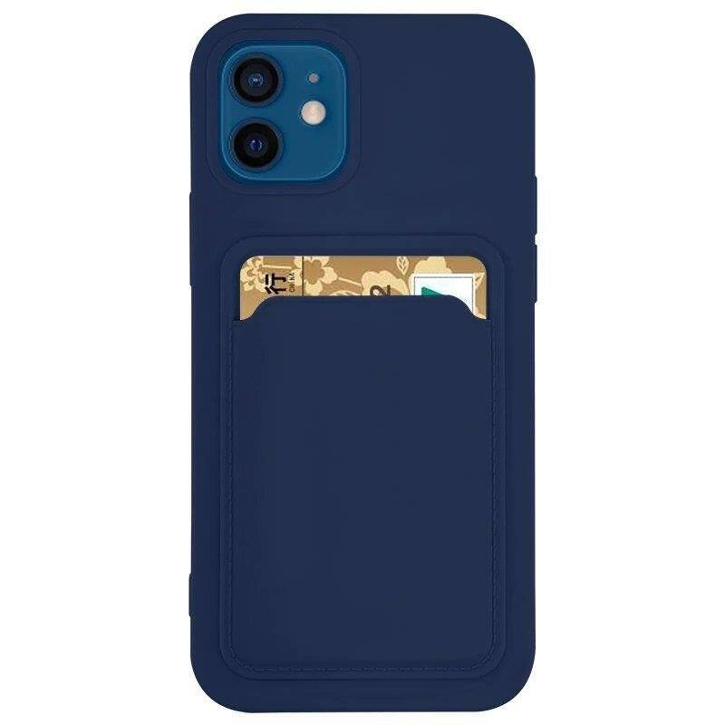 CARD CASE SILICONE WALLET CASE WITH CARD HOLDER DOCUMENTS FOR XIAOMI REDMI 10X 4G / XIAOMI REDMI NOTE 9 NAVY BLUE