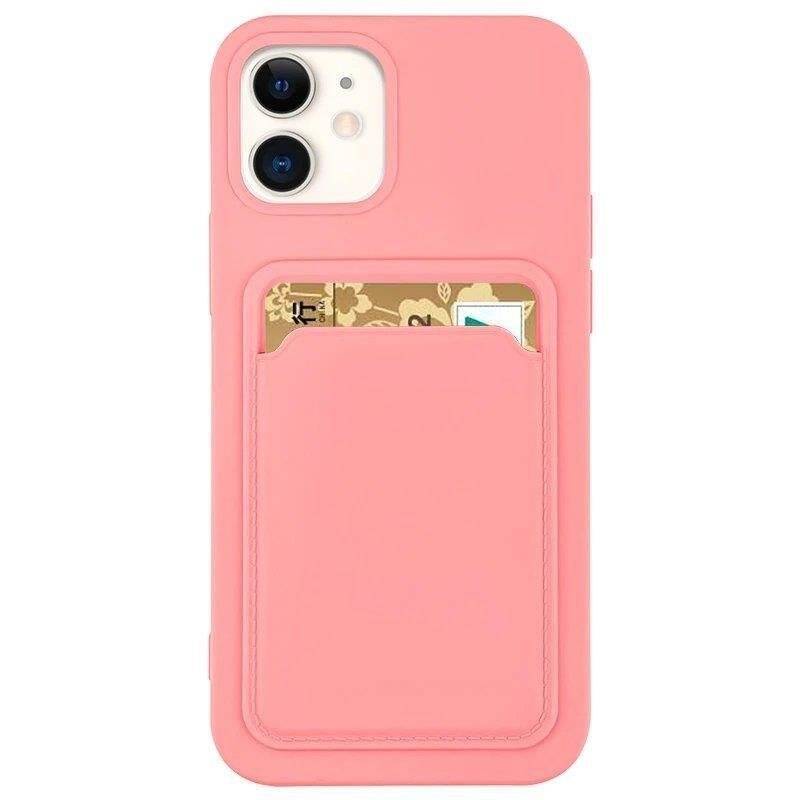 CARD CASE SILICONE WALLET CASE WITH CARD SLOT DOCUMENTS FOR SAMSUNG GALAXY S22 + (S22 PLUS) PINK