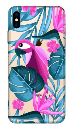 CASEGADGET CASE OVERPRINT PARROT AND FLOWERS IPHONE XS MAX