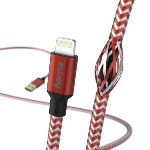 CHARGING CABLE / DATE "REFLEDED" LIGHTNING, 1.5M, RED