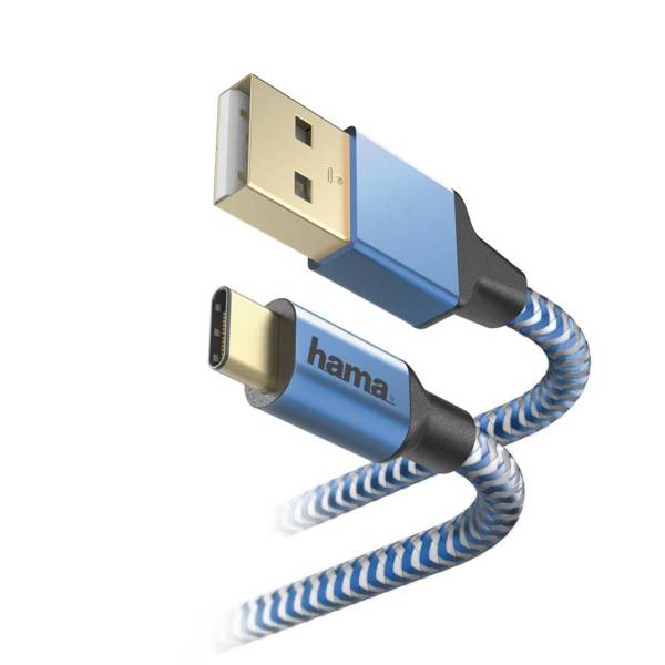 CHARGING CABLE / DATE "REFLEDED" USB TYPE-C-USB-A, 1.5M, BLUE