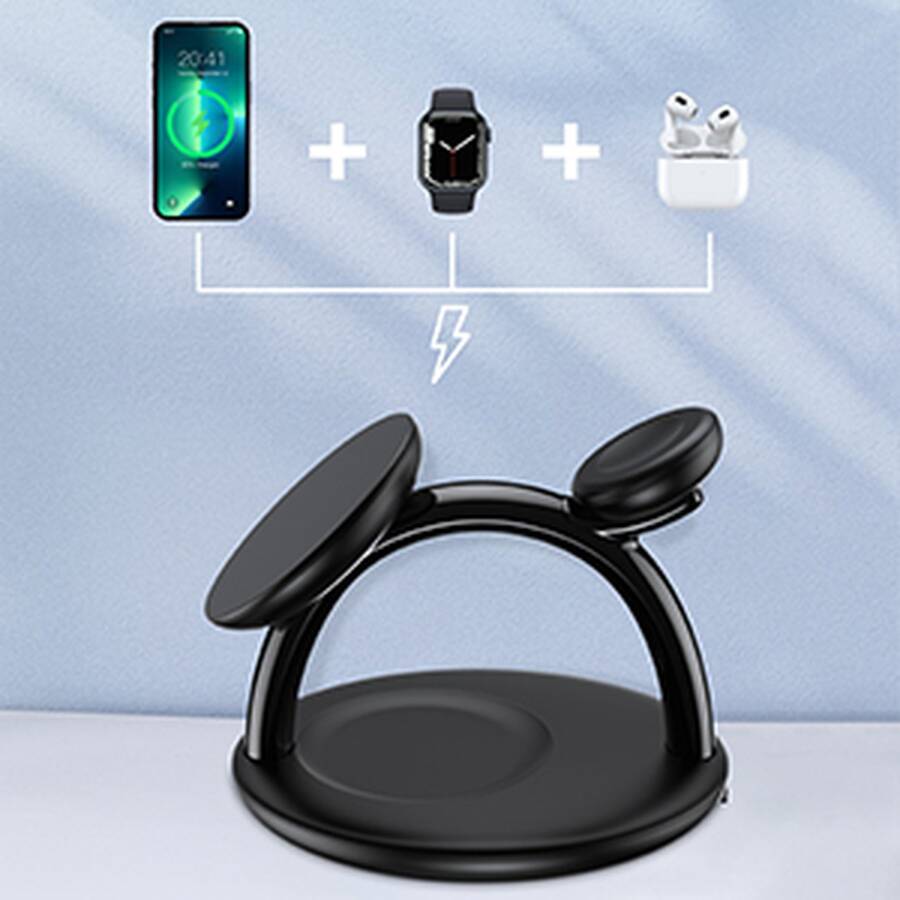 CHOETECH 3IN1 INDUCTIVE CHARGING STATION IPHONE 12/13/14, AIRPODS PRO, APPLE WATCH BLACK (T587-F)