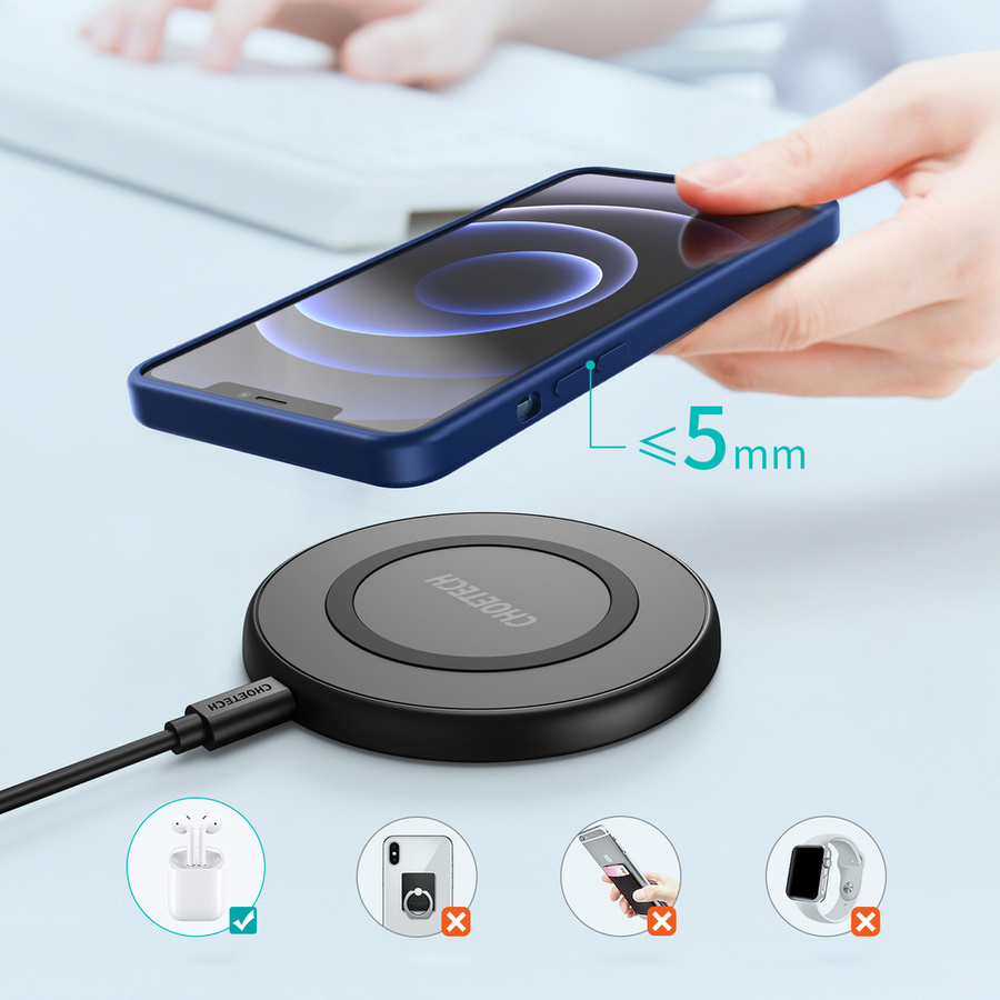 CHOETECH QI 10W WIRELESS CHARGER + USB CABLE - MICRO USB BLACK (T526-S)