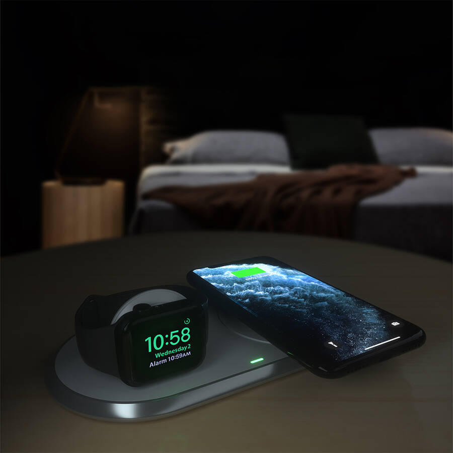 CHOETECH QI 2IN1 WIRELESS CHARGER FOR SMARTPHONES / APPLE WATCH WITH STAND (MFI) USB TYPE C WHITE (T317)
