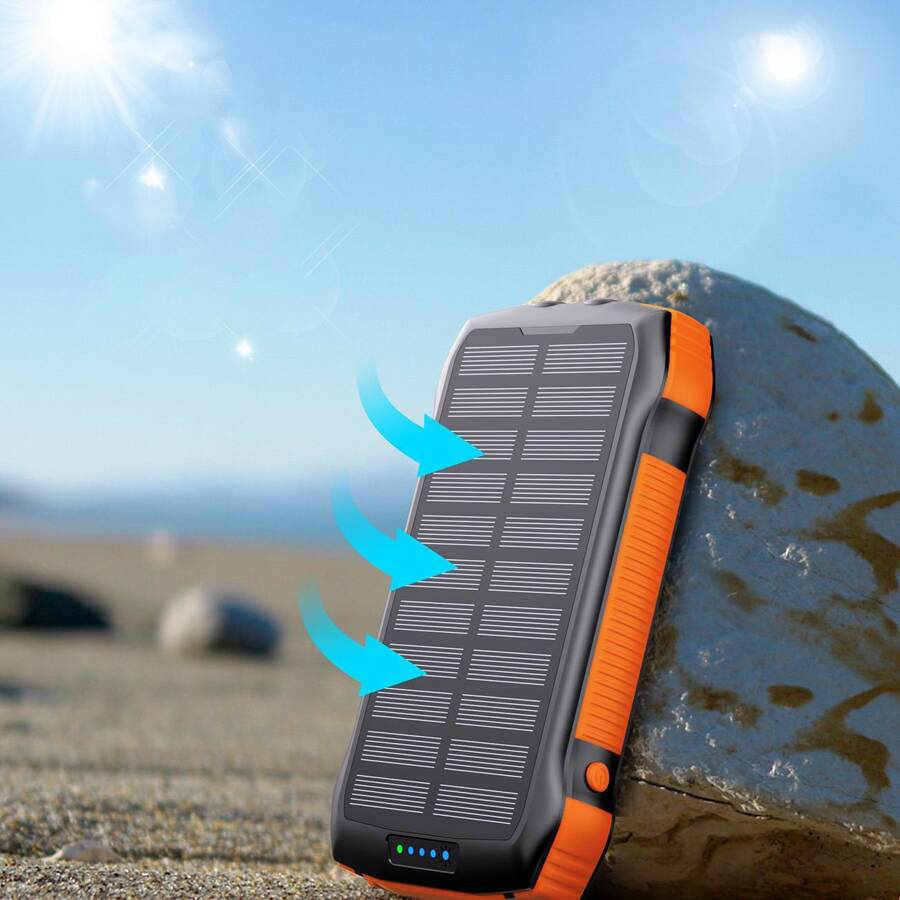 CHOETECH SOLAR POWER BANK WITH INDUCTIVE CHARGING 20000MAH PD 20W / QC 18W / QI 10W ORANGE (B657)