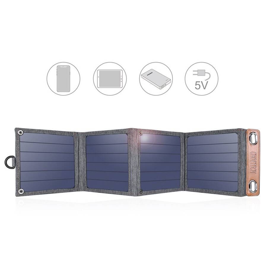 CHOETECH TRAVEL SOLAR SOLAR PV CHARGER 14W WITH USB 5V / 2.4A SOLAR PANEL GRAY (SC004)