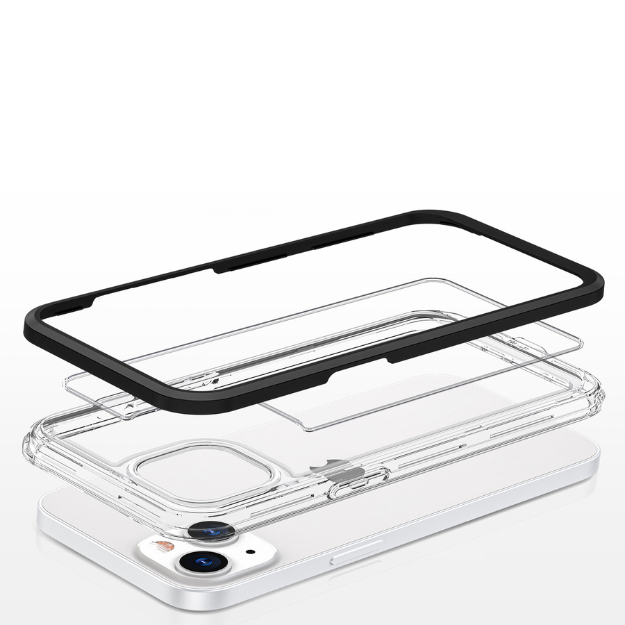 CLEAR 3IN1 CASE FOR IPHONE 13 CASE GEL COVER WITH FRAME BLACK