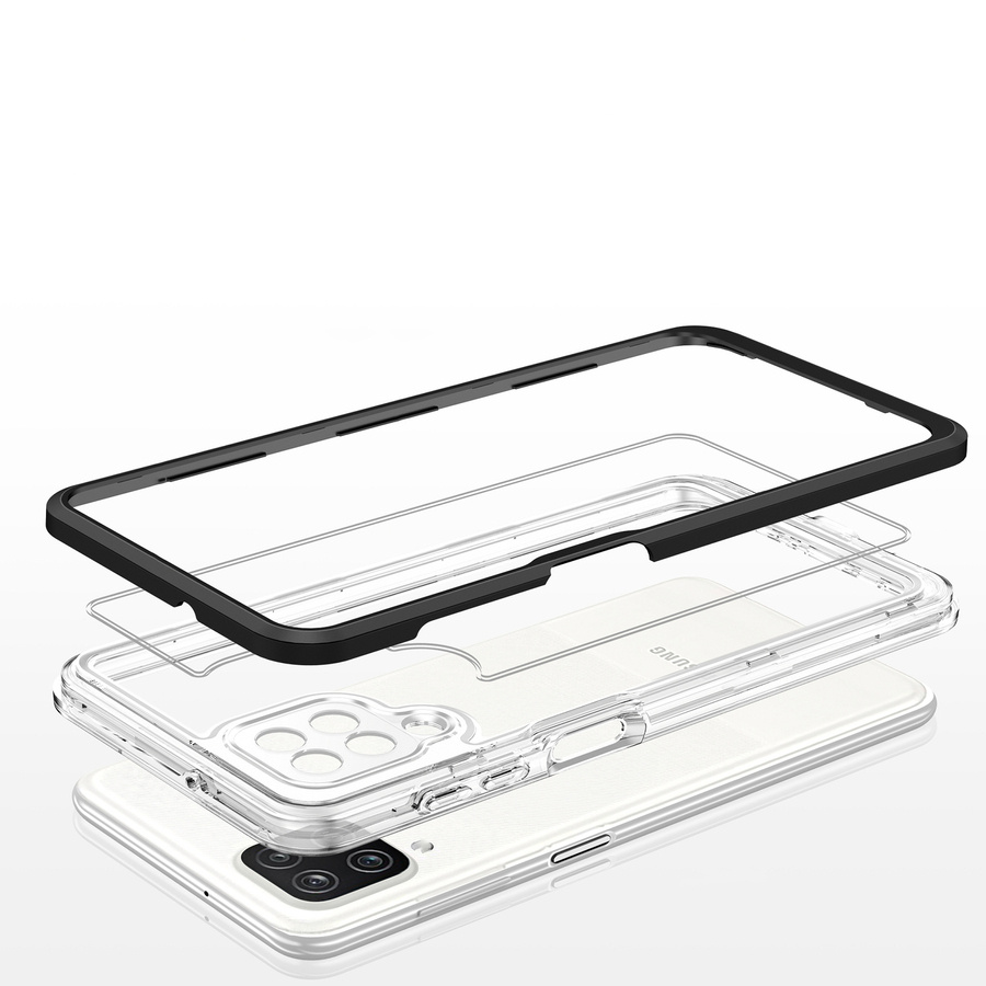 CLEAR 3IN1 CASE FOR SAMSUNG GALAXY A12 5G FRAME GEL COVER BLACK