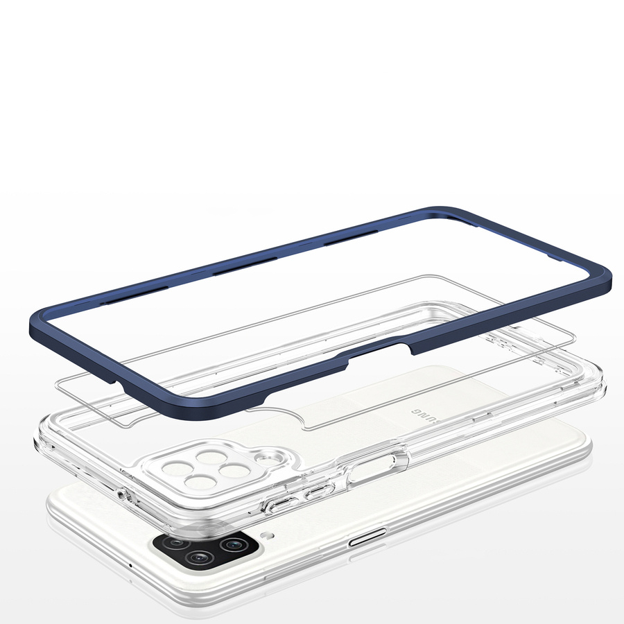 CLEAR 3IN1 CASE FOR SAMSUNG GALAXY A12 5G FRAME GEL COVER BLUE