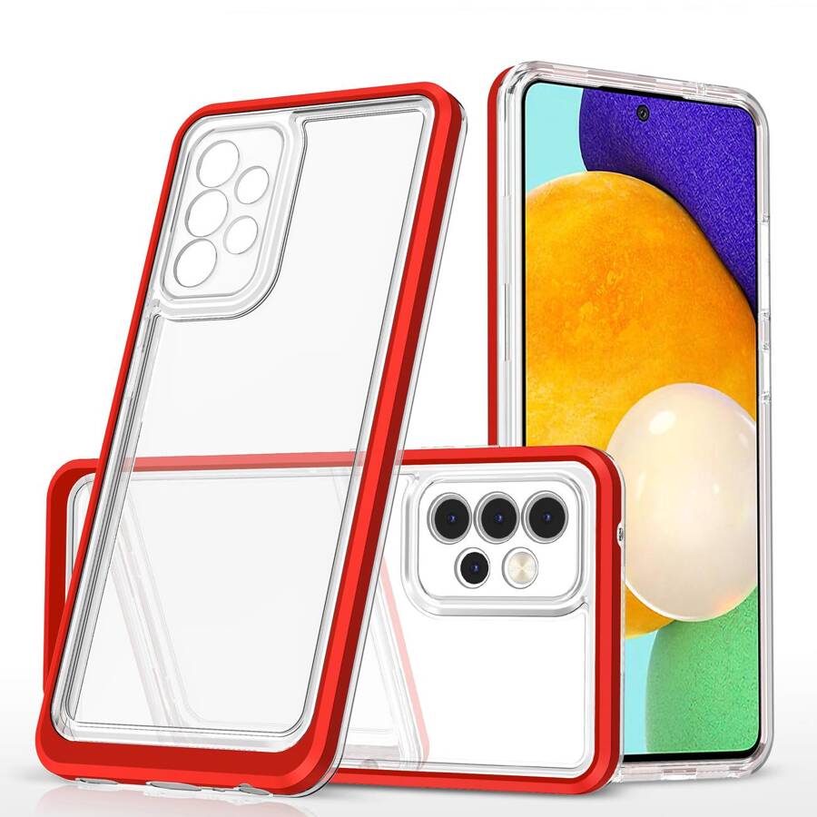 CLEAR 3IN1 CASE FOR SAMSUNG GALAXY A13 5G FRAME GEL COVER RED