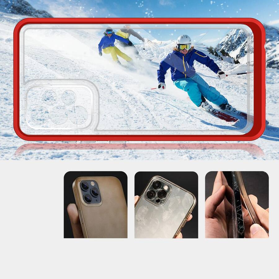 CLEAR 3IN1 CASE FOR SAMSUNG GALAXY A13 5G FRAME GEL COVER RED