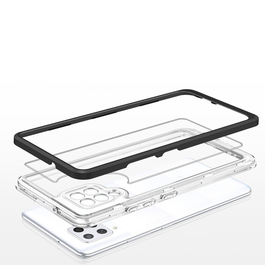 CLEAR 3IN1 CASE FOR SAMSUNG GALAXY A42 5G FRAME GEL COVER BLACK