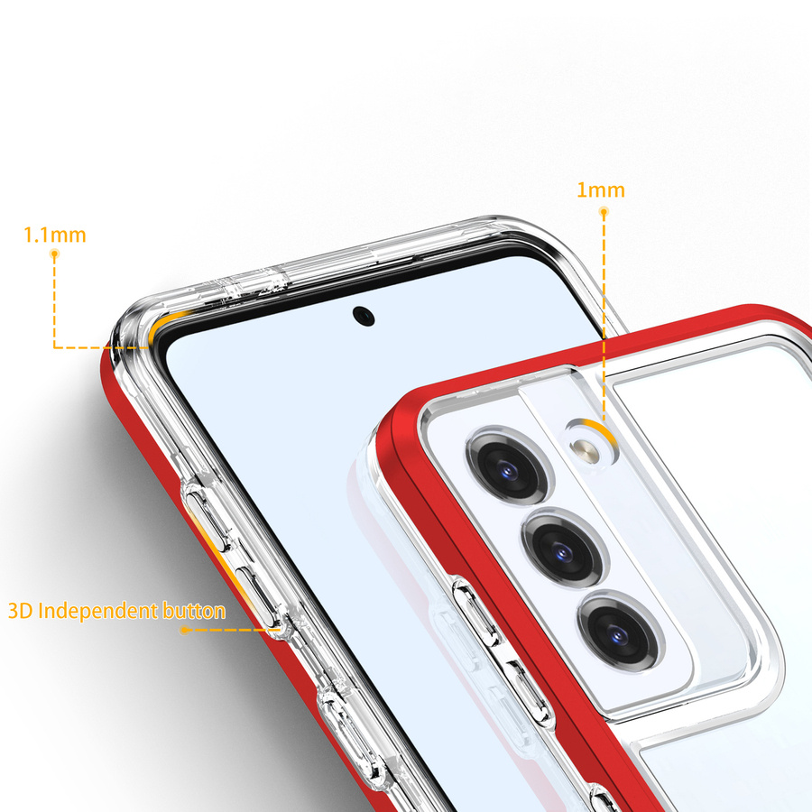 CLEAR 3IN1 CASE FOR SAMSUNG GALAXY S23+ SILICONE COVER WITH FRAME RED