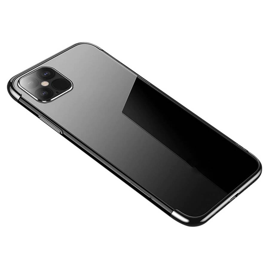 CLEAR COLOR CASE GEL TPU ELECTROPLATING FRAME COVER FOR IPHONE 12 PRO MAX BLACK