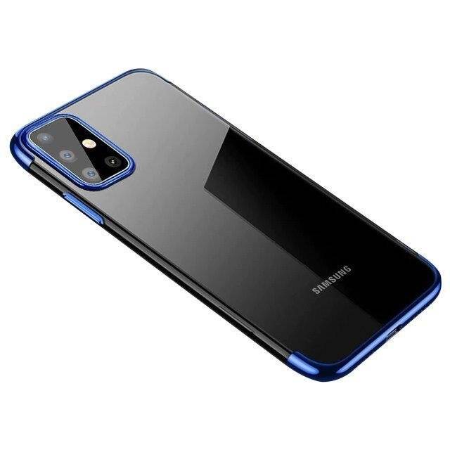 CLEAR COLOR CASE GEL TPU ELECTROPLATING FRAME COVER FOR SAMSUNG GALAXY A72 4G BLUE